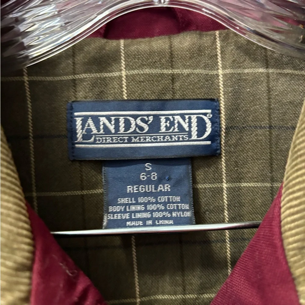Lands End Vintage Maroon/Green Barn Jacket Pre-Owned Size Small - Picture 2 of 4